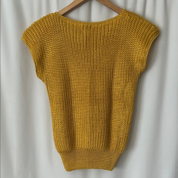 Christian Dior Auth Mustard Yellow Knit Cap Sleeve Sweater Top **Size S**🌻🌻 - Picture 3 of 5